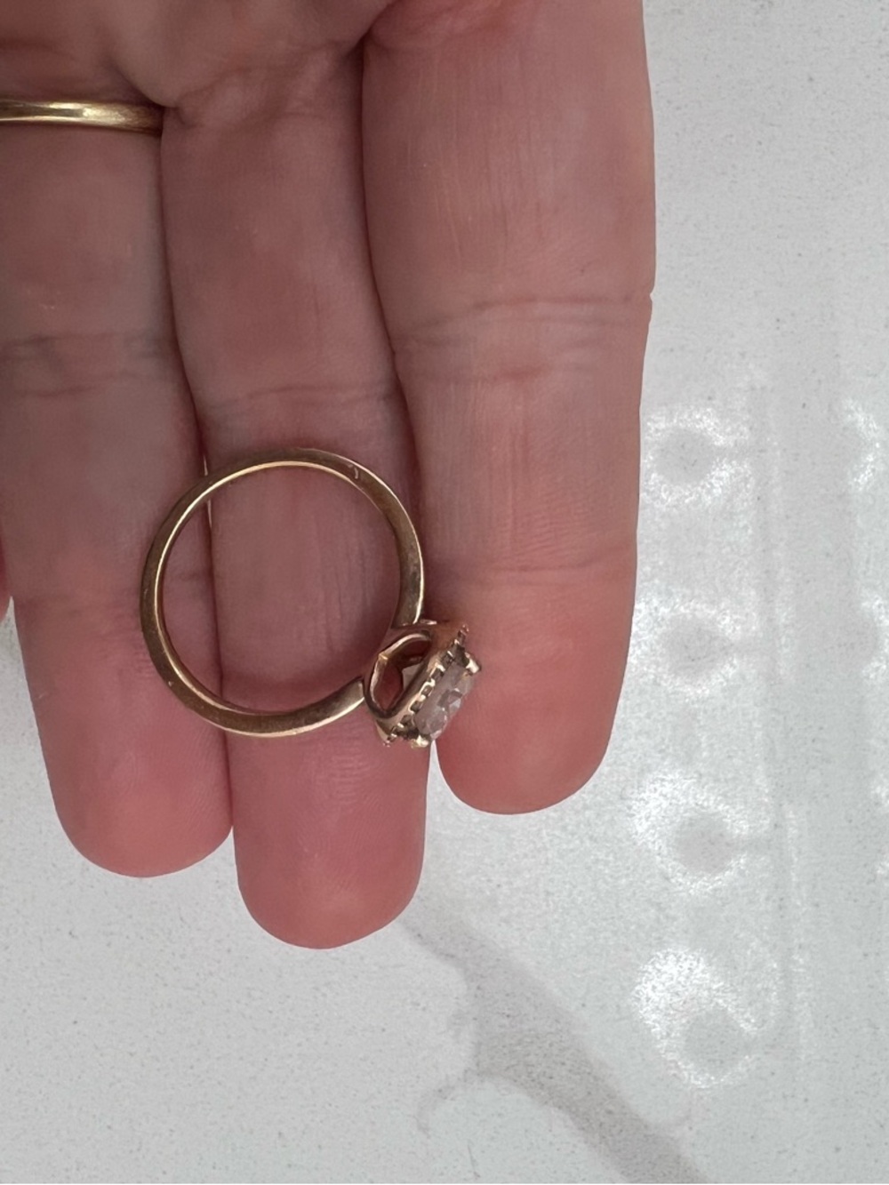 Pandora Rose Gold Teardrop Halo Ring with Clear Stone Size 7.5 - Picture 8 of 13